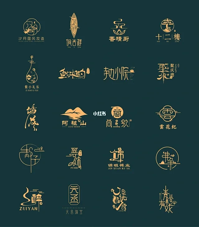 原创中式国风logo标志案例-花瓣网