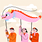 2024龙年素材新年春节卡通可爱舞龙插画活动海报封面ai设计素材-淘宝网