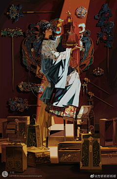mu奈奈采集到国风插画