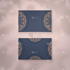 蓝色名片模板与抽象的棕色图案为您的联系人。