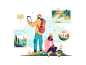 Hiking autumn interface ui people exploration map photo navigation travel nature character color illustration