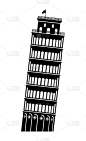 比萨斜塔,建筑外部,矢量,单色调,绘画插图,意大利,名声,背景分离,比萨,广场