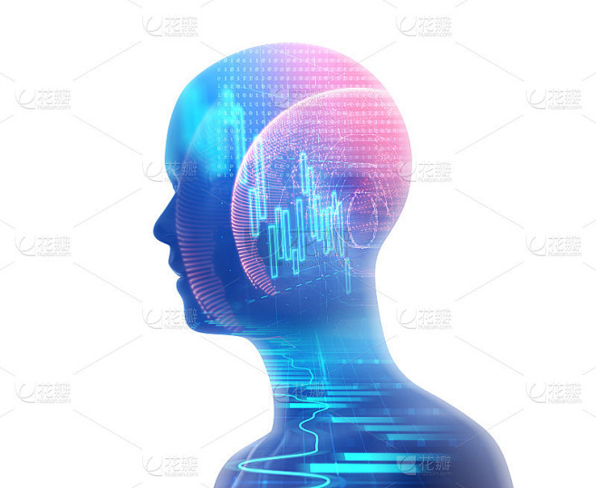 双曝光图像的虚拟人类三维插图