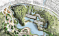 【新提醒】细节满满配色超棒的滨水景观公园设计平面图，分层PSD素材-PS素材库-设计e周