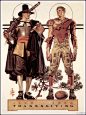 #那些黄金年代# Joseph Christian Leyendecker (1874-1951)的出现让美国人摘掉了欧洲学徒的帽子。因为他没有继承新潮的线体主义，也没有追随的古典派，而是用一种非常结实的体块感定义了“美式风格”这个词...于是，在新艺术这棵大树上长出了一支叫ArtDeco的萌芽。48M百幅作品包→O网页链接 ​​​​