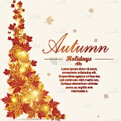 秋假等印刷宣传单模板用刻字。明亮的秋天树叶。海报，卡片，标签，旗帜矢量