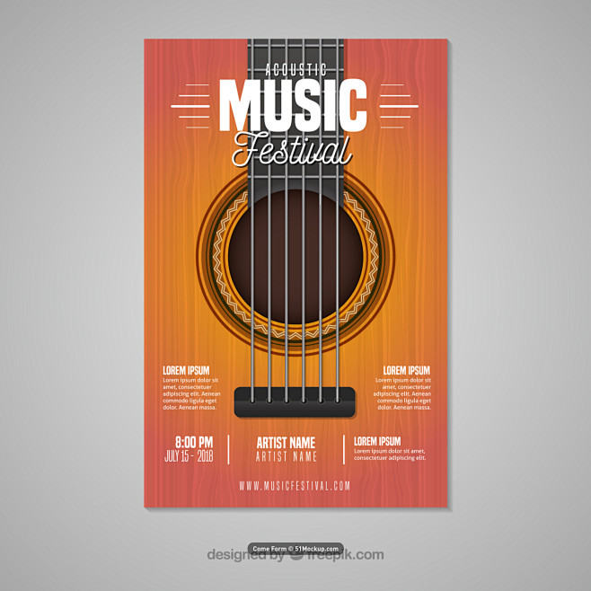 吉他乐器 个性排版 音乐节海报AI 平面...