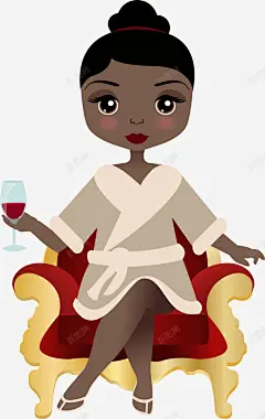 端红酒的女人卡通图 免费下载 页面网页 平面电商 创意素材