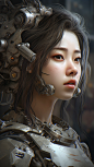 高清美女和机器结合手机壁纸