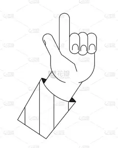 Eureka手势bw概念矢量点画。凸起的手指2D卡通平面线条单色手用于Web UI设计。注意了指尖可