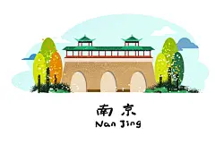 江苏南京历史建筑插画 | 中国风线性设计元素与景点素材(138).psd