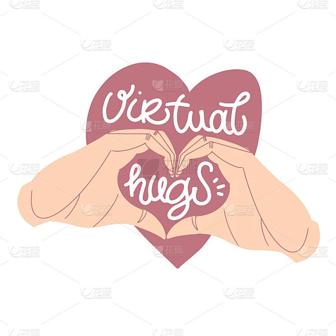 Virtual hugs icon, vector calligraphy with hands a素材-花瓣网