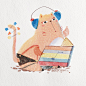 看书的胖猫-西贝贝CHENXY_看书,猫,原创插画_涂鸦王国插画