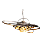 Bodner Chandeliers - Saturn Chandelier - One-of-a-kind light sculpture constructed of hand cut and formed steel. Finished in an antique bronze with a gold gilt rub interior. Fitted with a standard A lamp socket. UL listed for indoor use. Accepts any LED, 
