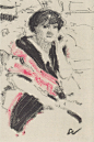 Half-figure of a seated woman