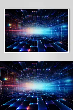 AI数字艺术科技风幻灯片光影几何背景图-众图网