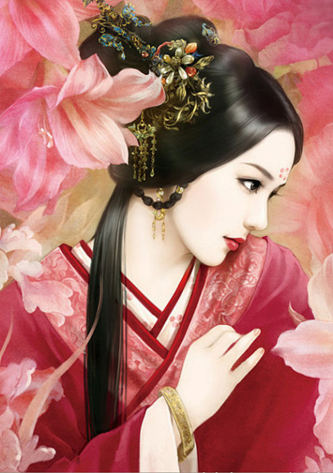 【红妆美人 】只见云鬓花开时，不见伊人“...