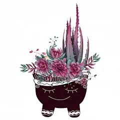 仙人掌多肉盆栽手绘插画矢量图设计素材