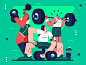 健身时间！ 动机体育健身锻炼人设计人物矢量平面平面插画插图