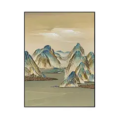 HY. ART《山河》手绘油画现代书房客厅风景中式玄关高级感装饰画-tmall.com天猫