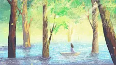 森系野外仙境风景插画设计