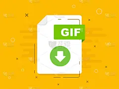 Download GIF icon file with label. Downloading doc