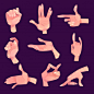 Hand gestures in different positions set isolated | Free Vector