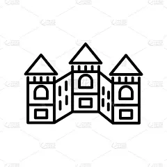 中国长城图标矢量孤立在白色背景，中国长城标志，线或线性标志，元素设计在轮廓风格