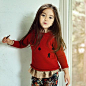 韩国童装 女童卡通图案小熊毛衣 儿童荷叶边针织衫红色2013秋冬装-淘宝网