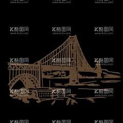 手绘桥梁  - 源文件下载【酷图网】桥,手绘,建筑,元素,长桥,高桥