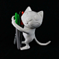 3D打印的猫咪笔架，模型文件可在https://myminifactory.com/cn/  下载。设计师 Evavooo #客厅# #书房# #创意# #周边# #手办# #模玩# #动漫# #3D打印#