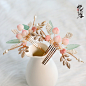 悦己容手工复古风发饰流苏蜜桃插梳汉服头饰女配白桃乌龙[蟠桃宴]-淘宝网