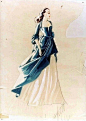 经典电影《乱世佳人》的服装设计手稿，1939年。