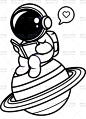 0751手绘涂色可爱卡通太空星球航天员搞怪宇航员PNG矢量设计素材-淘宝网
