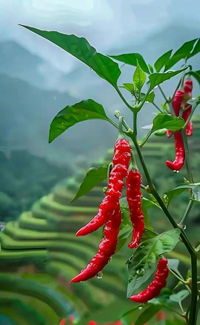 红黄辣椒艳，清香扑鼻来
