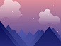 Mountains, Clouds and Stars Illustration for iOS app