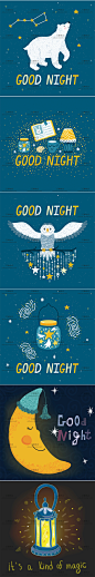 日韩卡通可爱儿童晚安童话插画北极熊兔子动物背景装饰画矢量素材-淘宝网