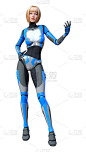 3D插图女性机器人在白色