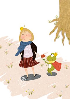 “其实，在胖公主的心里也住着一只青蛙王子” 商业插画