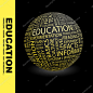 教育。地球与不同协会条款。wordcloud 矢量图
