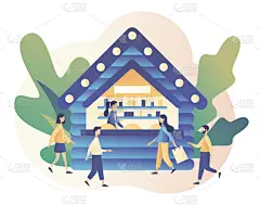 周末活动,家庭,绘画插图,概念,平坦的,矢量,美食街,传统节日,现代