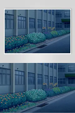 午夜精美日式学校漫画背景图