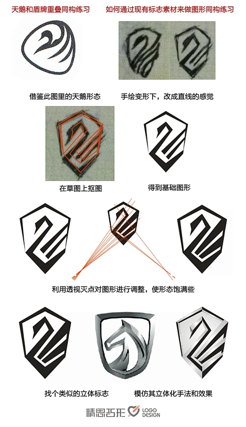 标志图形重叠同构练习--天鹅与盾牌_精思巧形LOGO_新浪博客图片_logo图片素材-花瓣网