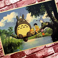 龙猫 复古海报 牛皮纸装饰画 酒吧招贴画 老海报 动漫挂画 画芯-淘宝网