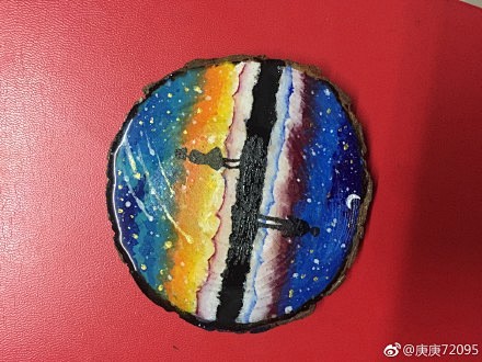 #木头画# 在木片上画画 一圈圈年轮 超...