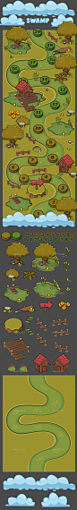 Swamp Game Level Map - Backgrounds Game Assets