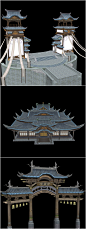剑网三场景 游戏美术素材 中国风古代建筑牌坊 城镇 物件地形平台 3D模型 3dmax源文件 CG原画参考设定