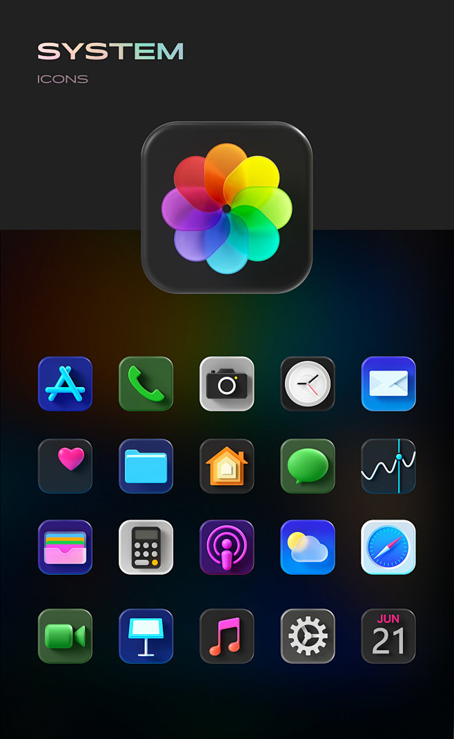 iOS 15 Big Sur 3D ic...