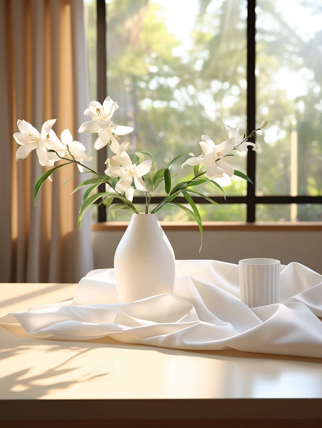 Empty white table in...
