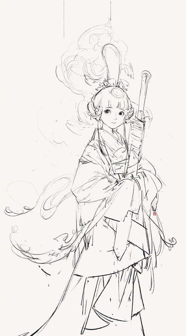 {线稿系列}角色线稿设计，动态（东方）....